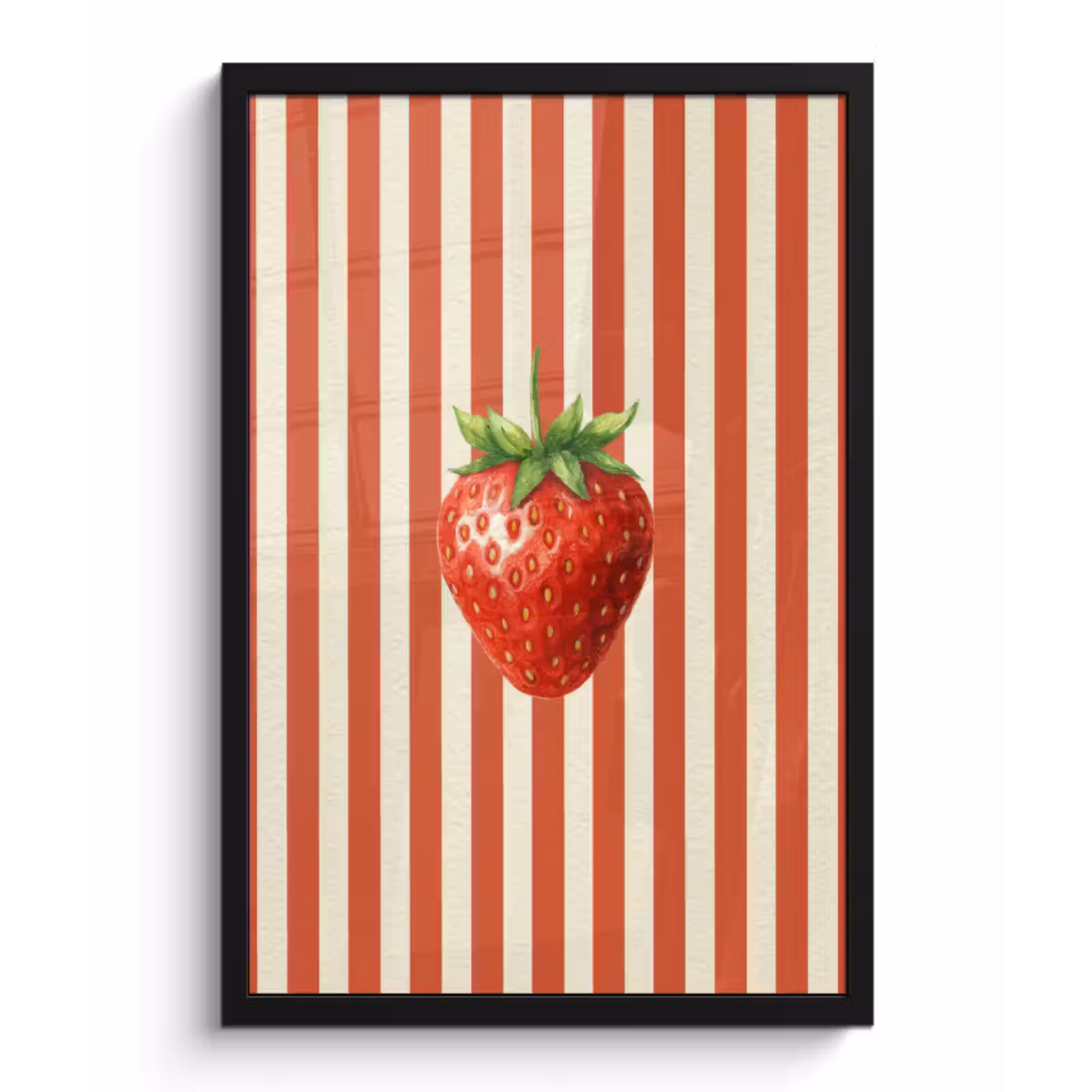 Poster met lijst - Aardbei - Strepen - Rood — 1