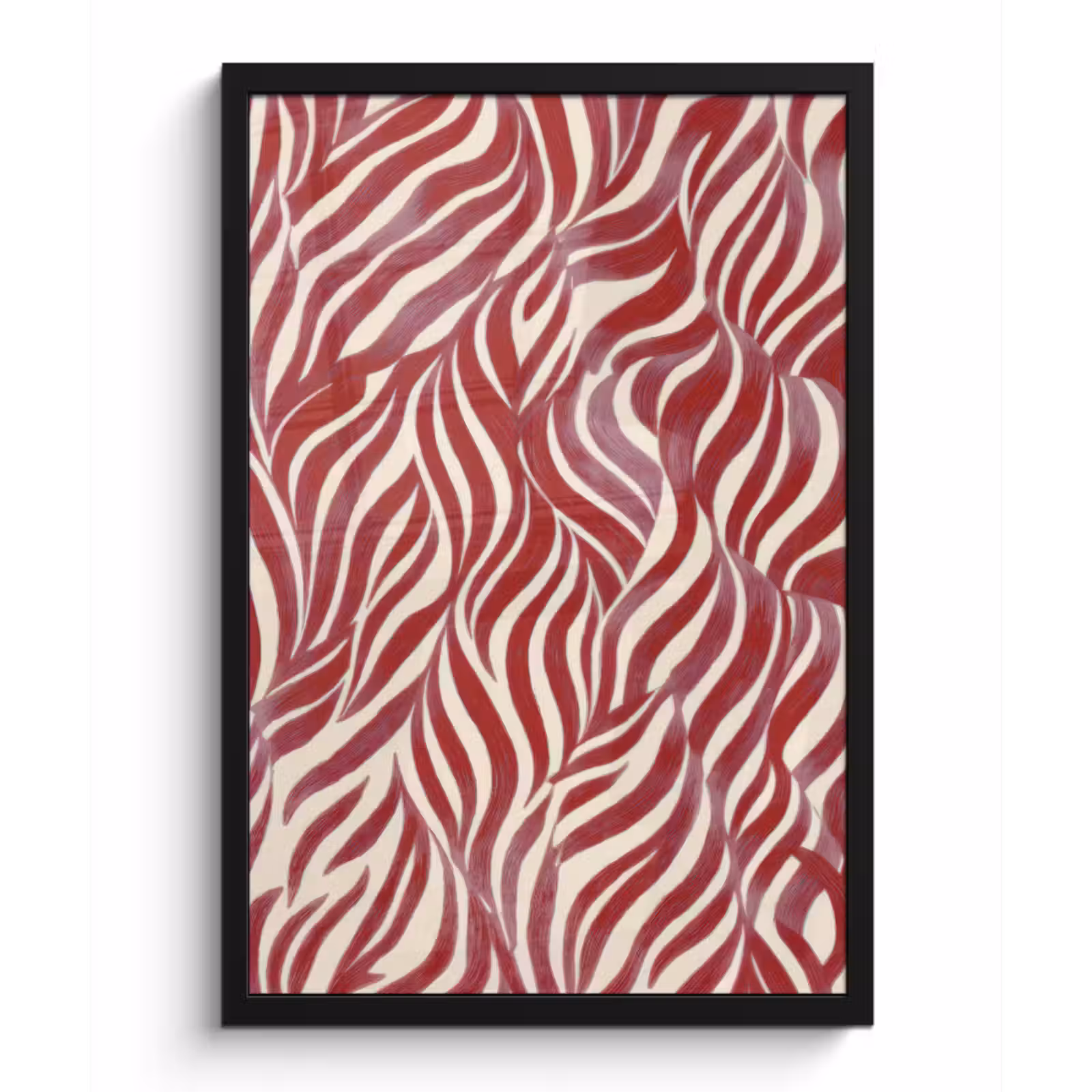 Poster met lijst - Golvende vormen - Abstract - Rood — 1