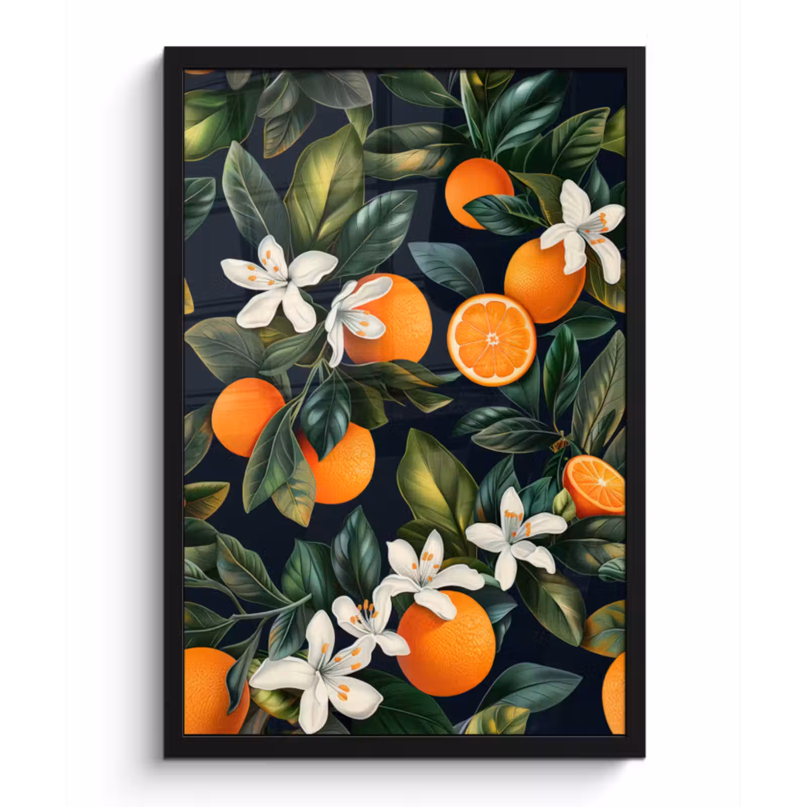 Poster met lijst - Sinaasappels - Bloesems - Bladeren - Tropisch — 1