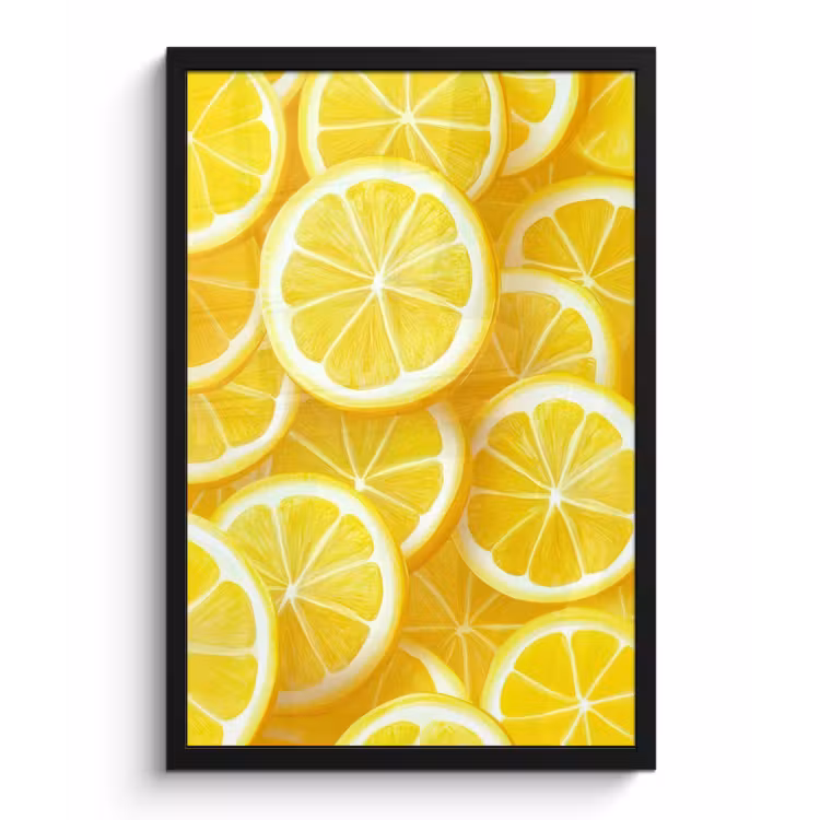 Poster met lijst - Citroenen - Geel - Zomers - levendig — 1