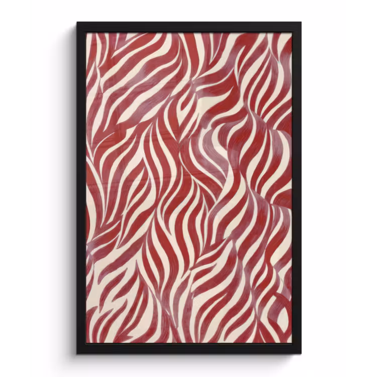 Poster met lijst - Golvende vormen - Abstract - Rood — 1