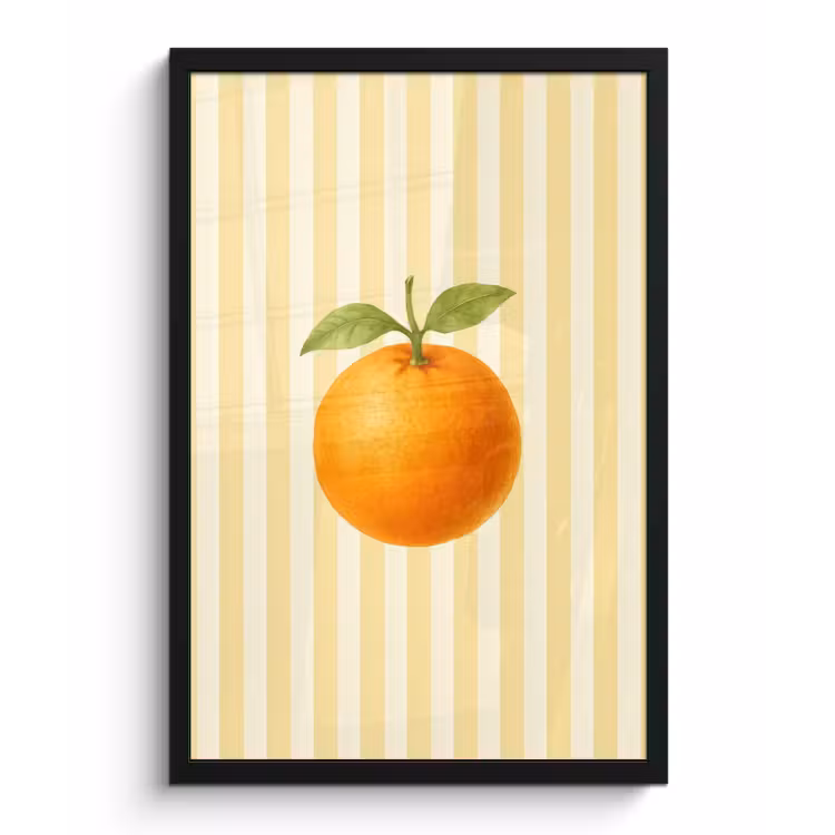 Poster met lijst - Sinaasappel - Strepen - Oranje - Zomers — 1