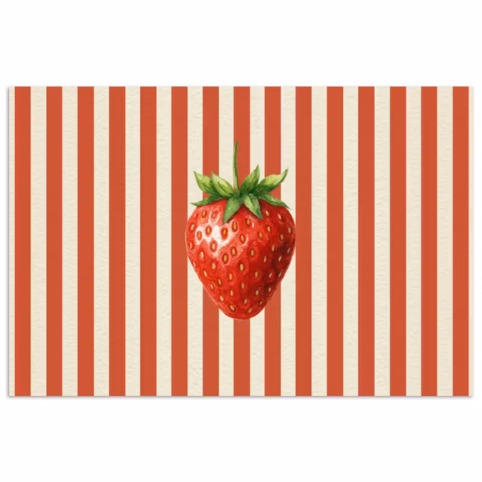 Poster – Aardbei - Strepen - Rood — 1