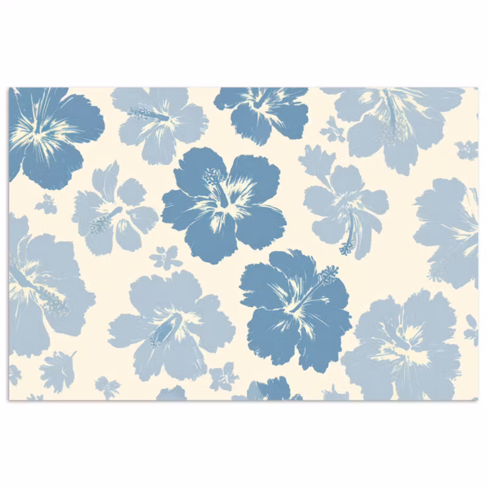 Poster – Hibiscusbloemen - Blauw - Patroon - Tropisch — 1