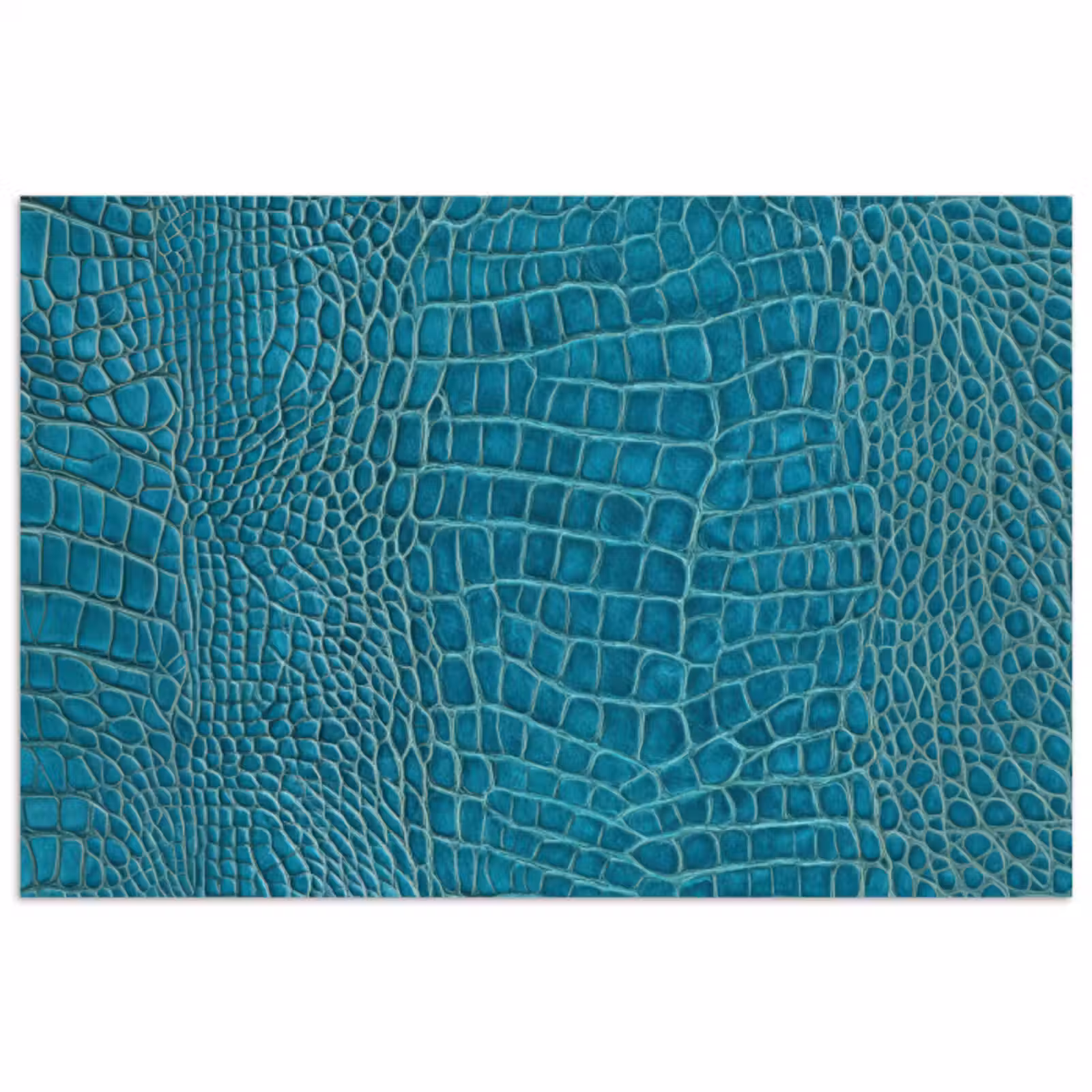 Poster – Krokodillenleertextuur - Blauw - Exotisch — 1
