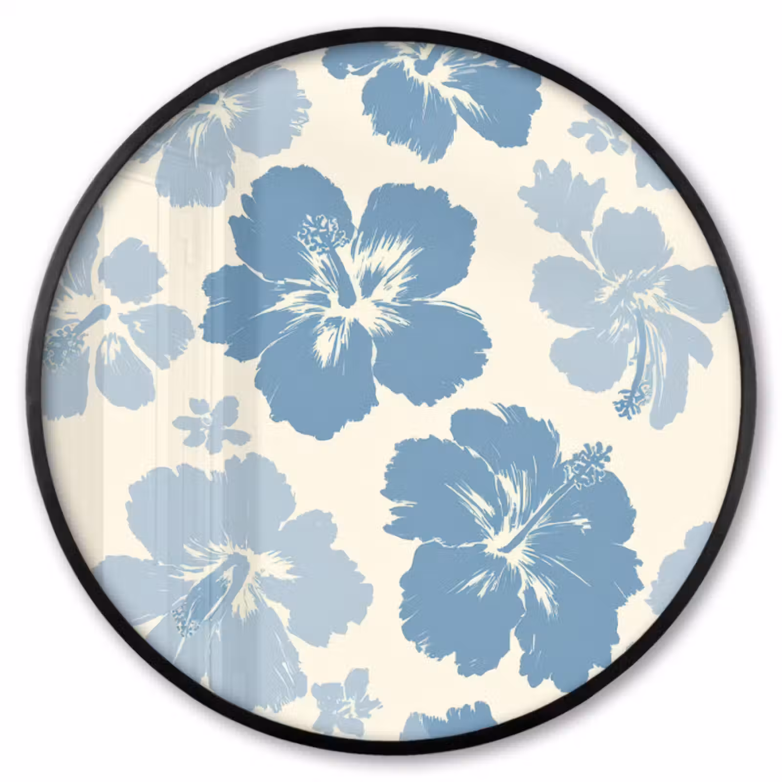 Fotolijst rond zonder passe partout - Hibiscusbloemen - Blauw - Patroon - Tropisch — 1