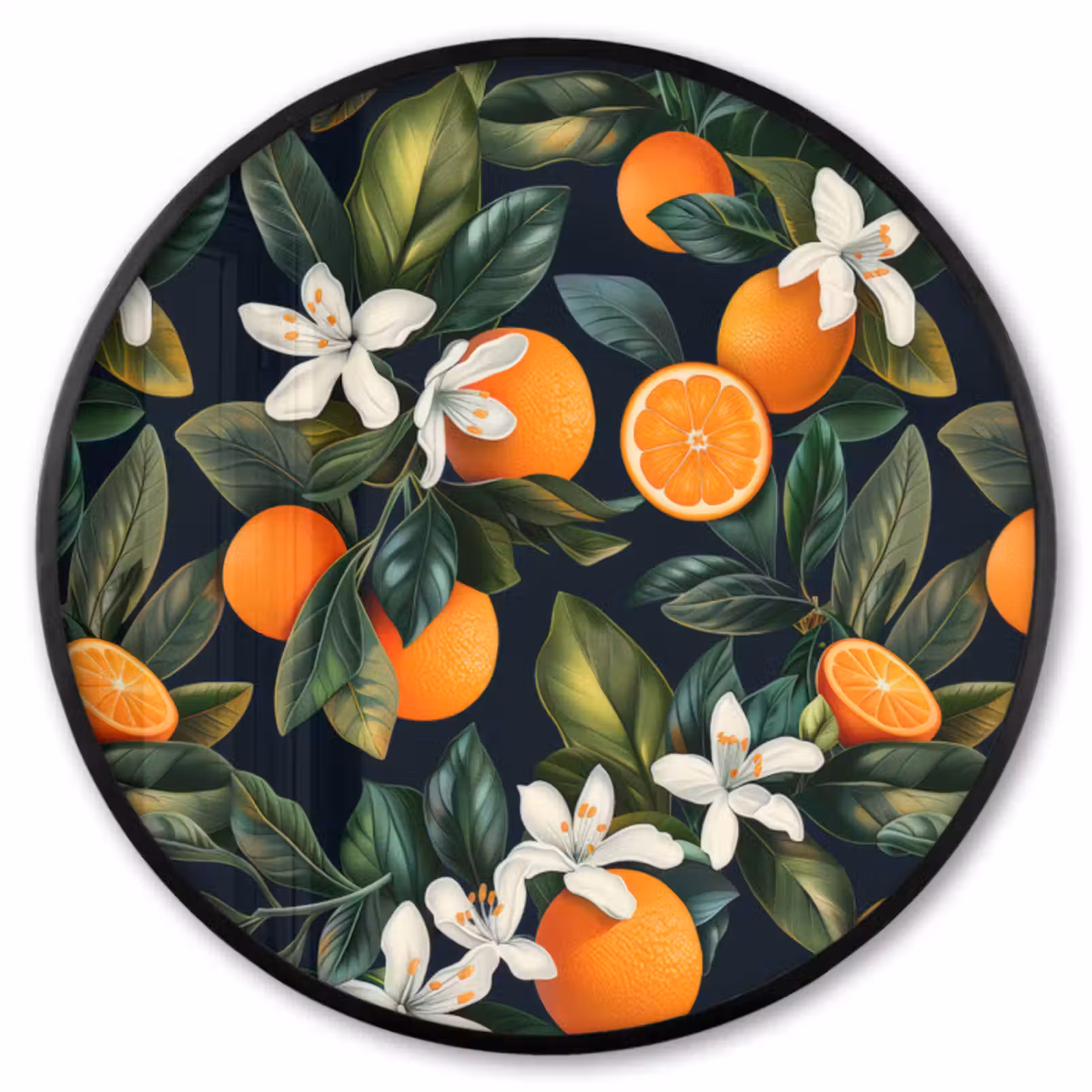 Fotolijst rond zonder passe partout - Sinaasappels - Bloesems - Bladeren - Tropisch — 1