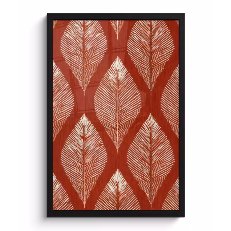 Poster met lijst - Bladeren - Rood - Elegant — 1