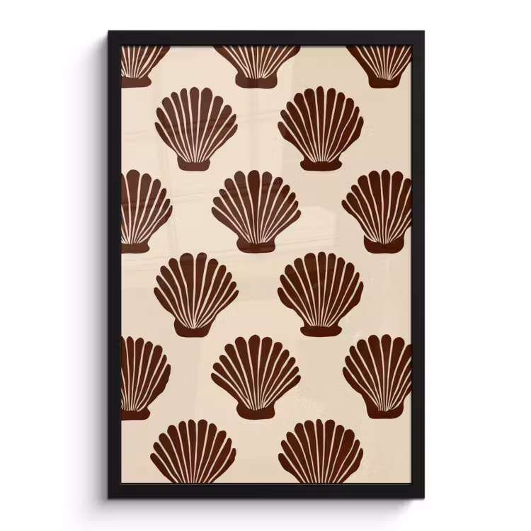 Poster met lijst - Schelpen - Bruin - Patroon — 1