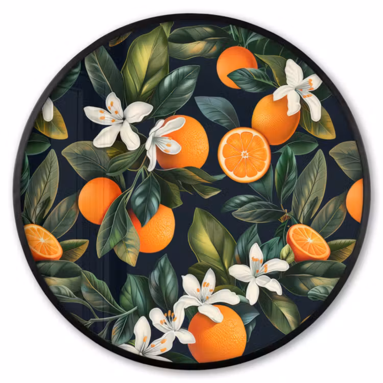 Fotolijst rond zonder passe partout - Sinaasappels - Bloesems - Bladeren - Tropisch — 1