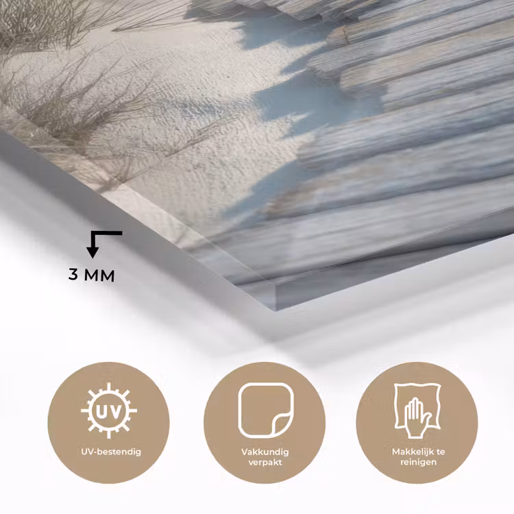 Glas schilderij - Pad - Planken - Duinen - Gras — 3