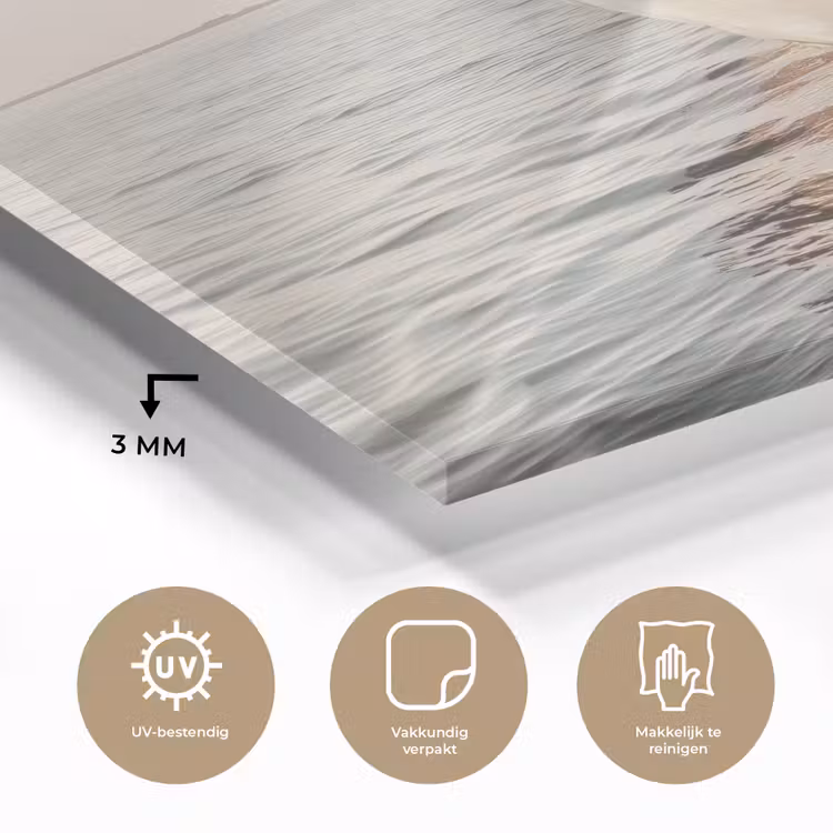 Glas schilderij - Zeilboot - Zee - Beige - Zon — 3