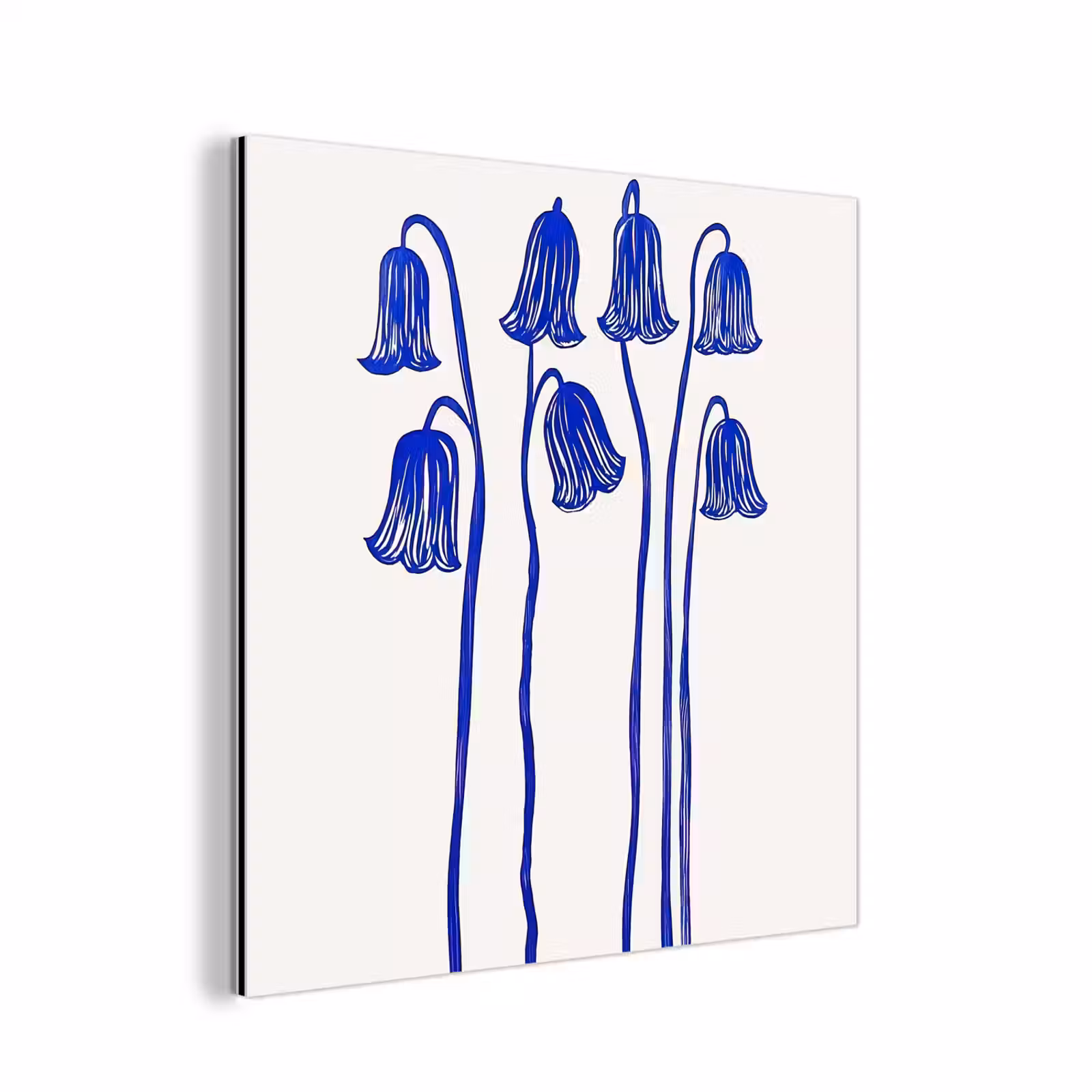 Aluminium schilderij - Bloemen - Blauw - Lijnen - Bloemblaadjes — 1