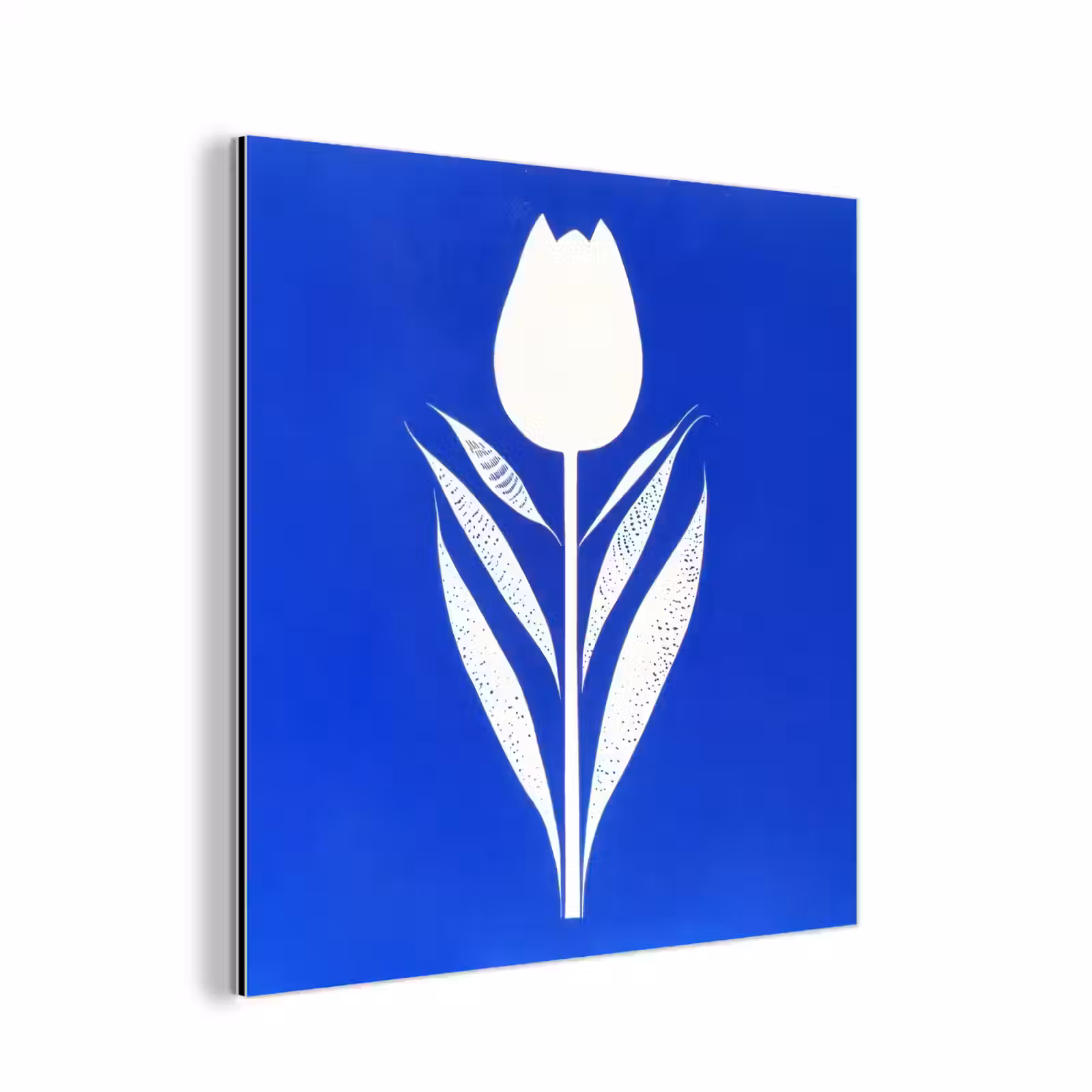 Aluminium schilderij - Tulp - Minimalistisch - Bladeren - Wit — 1