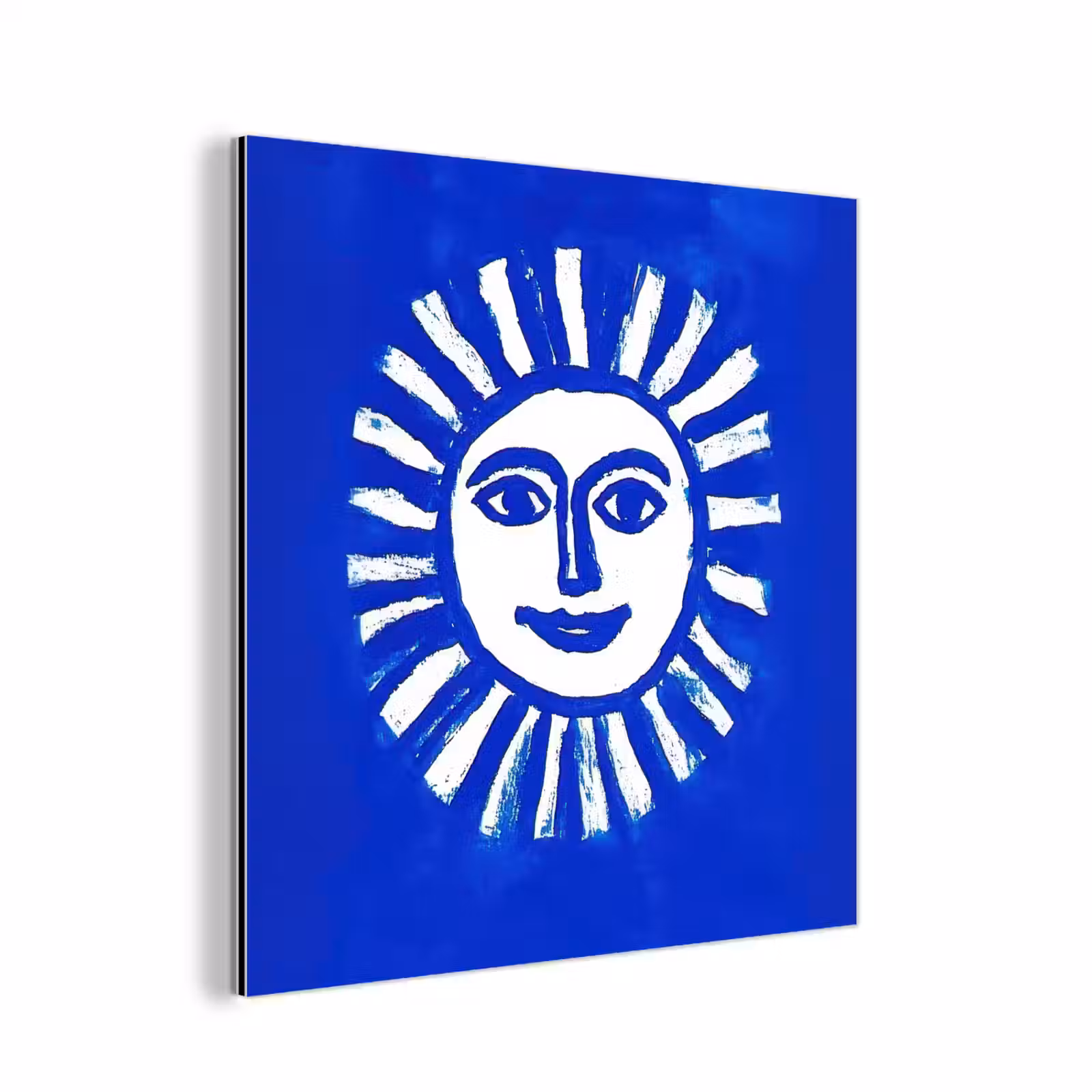 Aluminium schilderij - Zon - Gezicht - Penseelstructuur - Blauw — 1