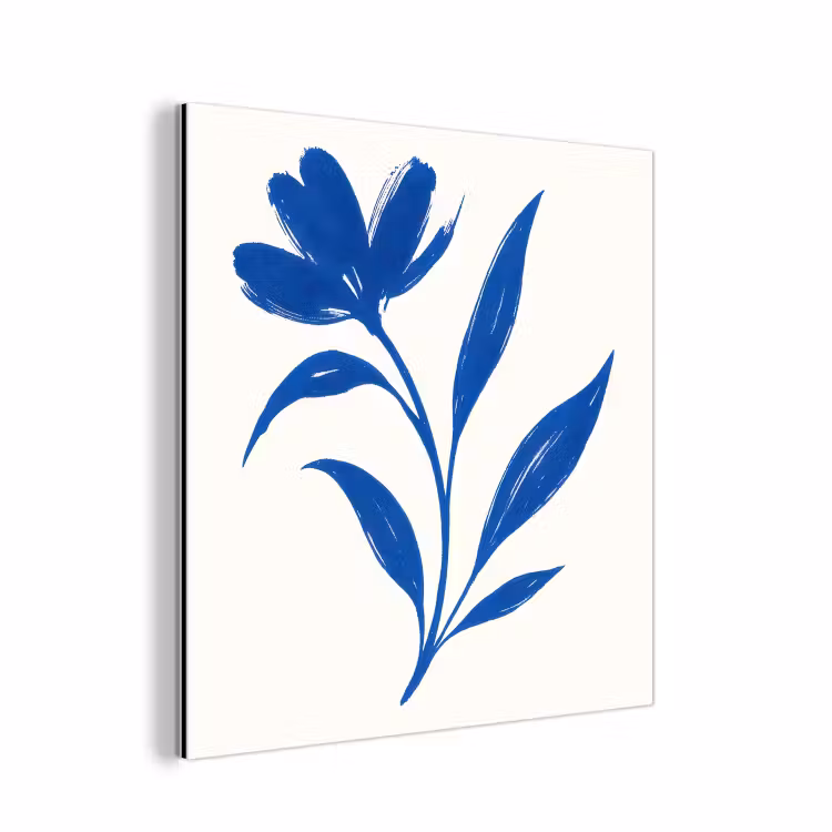 Aluminium schilderij - Bloem - Blaadjes - Minimalistisch - Blauw — 1