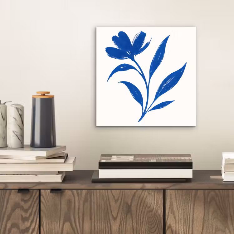 Aluminium schilderij - Bloem - Blaadjes - Minimalistisch - Blauw — 2