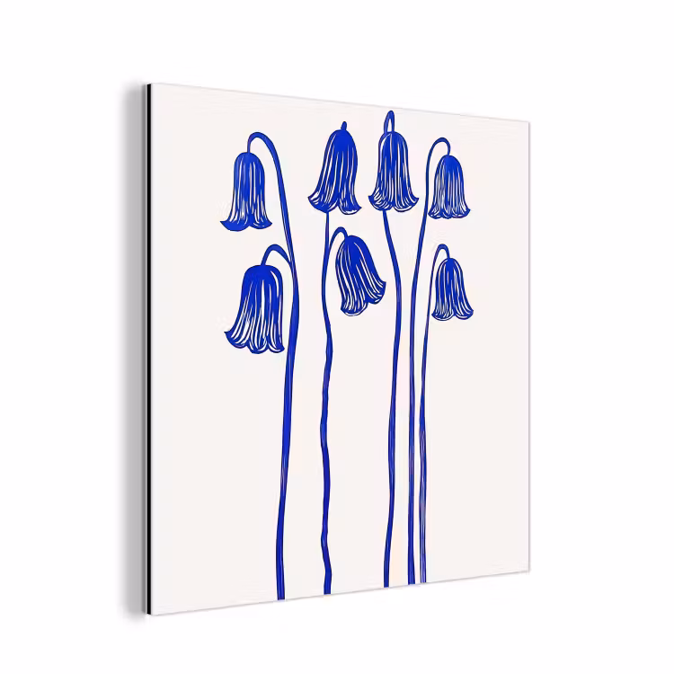 Aluminium schilderij - Bloemen - Blauw - Lijnen - Bloemblaadjes — 1