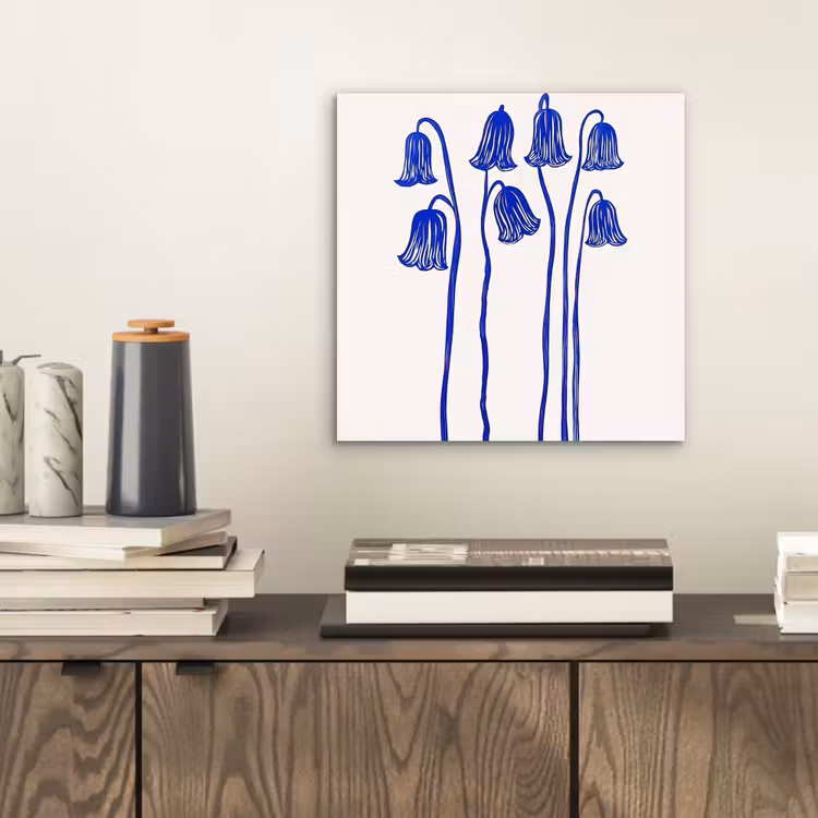 Aluminium schilderij - Bloemen - Blauw - Lijnen - Bloemblaadjes — 2