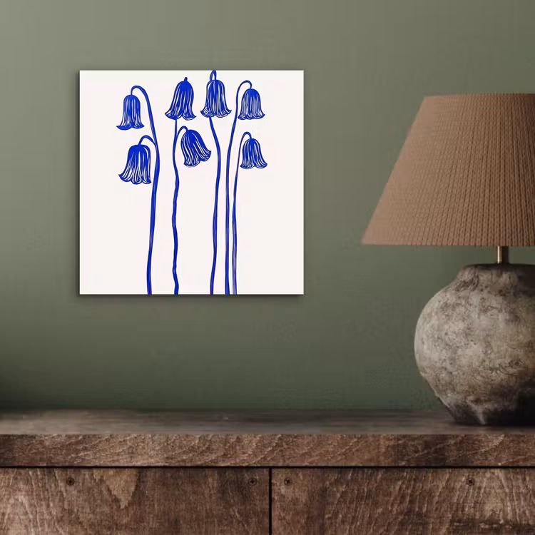 Aluminium schilderij - Bloemen - Blauw - Lijnen - Bloemblaadjes — 3