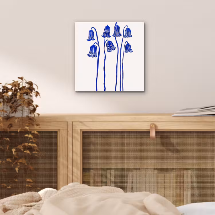 Aluminium schilderij - Bloemen - Blauw - Lijnen - Bloemblaadjes — 4