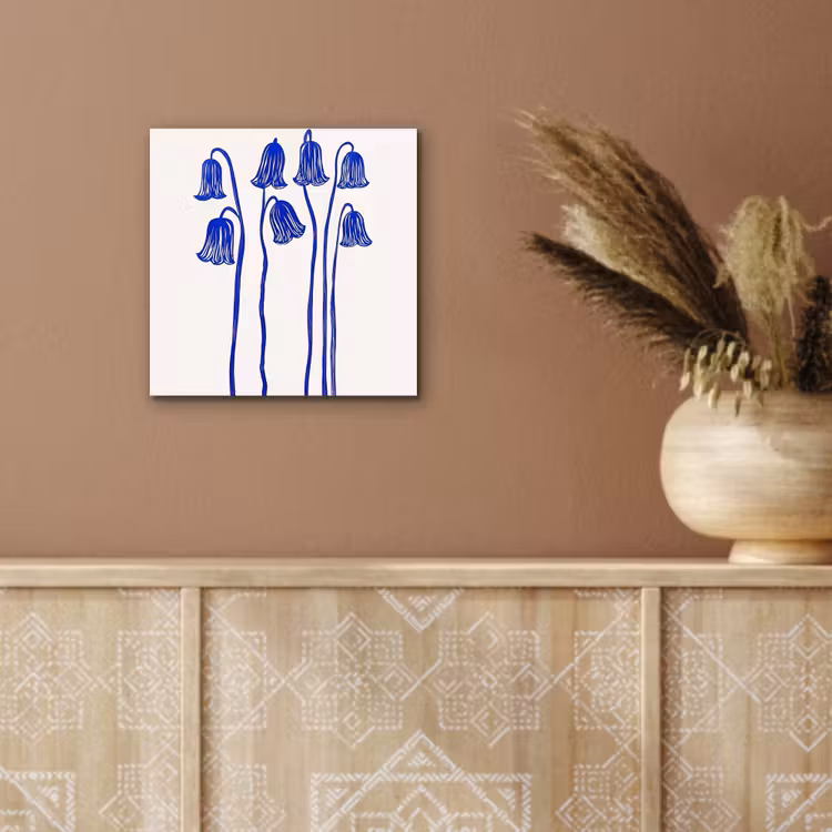 Aluminium schilderij - Bloemen - Blauw - Lijnen - Bloemblaadjes — 5