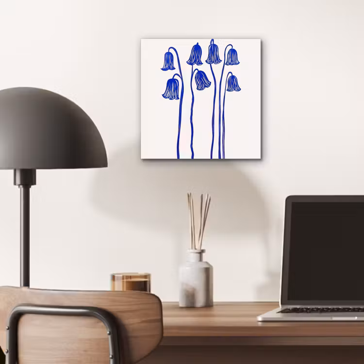 Aluminium schilderij - Bloemen - Blauw - Lijnen - Bloemblaadjes — 6