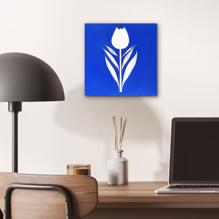 Aluminium schilderij - Tulp - Minimalistisch - Bladeren - Wit — 6