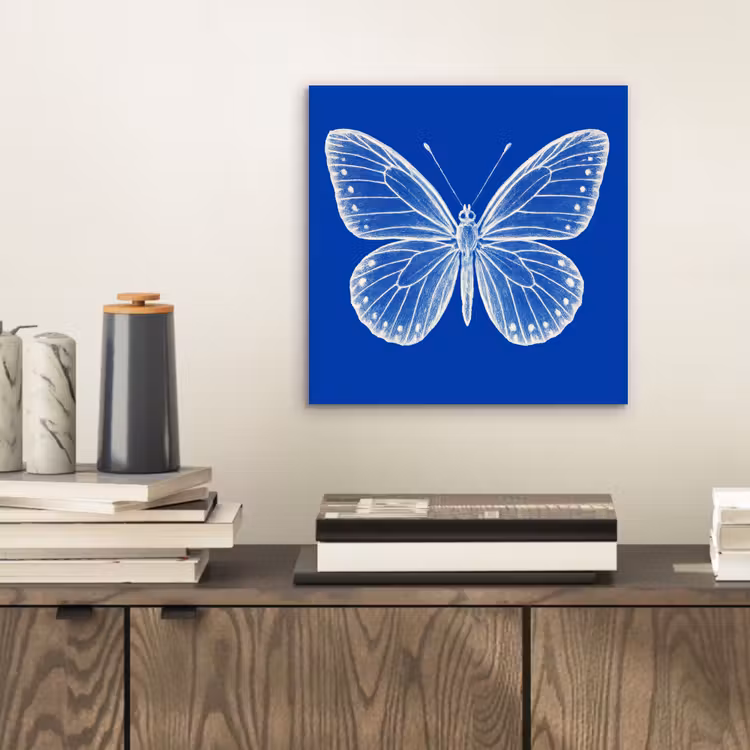 Aluminium schilderij - Vlinder - Wit - Getekend - Stippen — 2