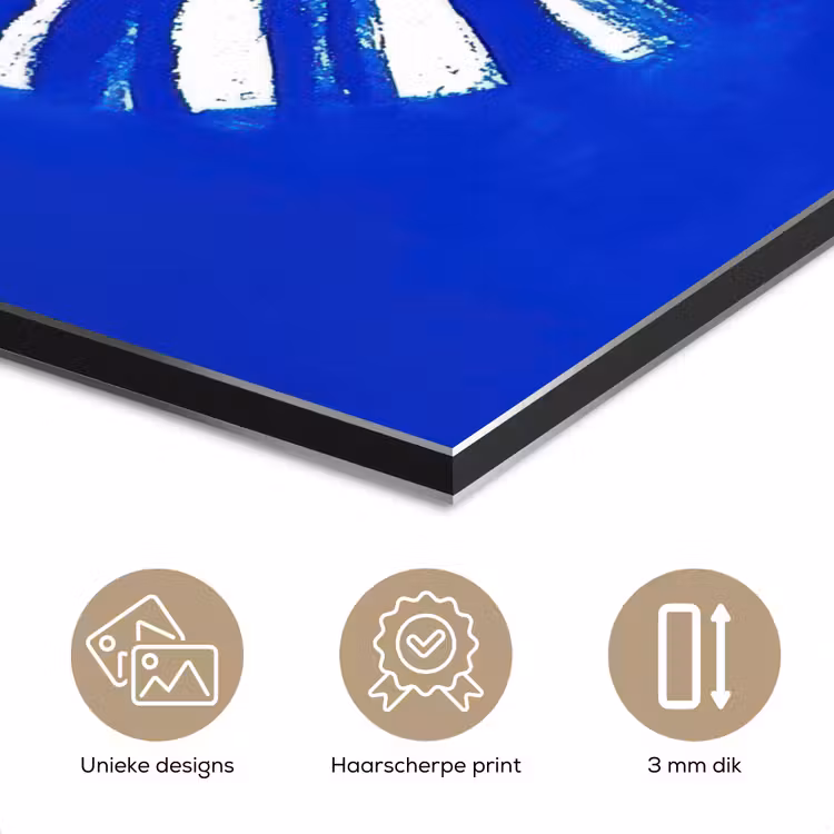 Aluminium schilderij - Zon - Gezicht - Penseelstructuur - Blauw — 7