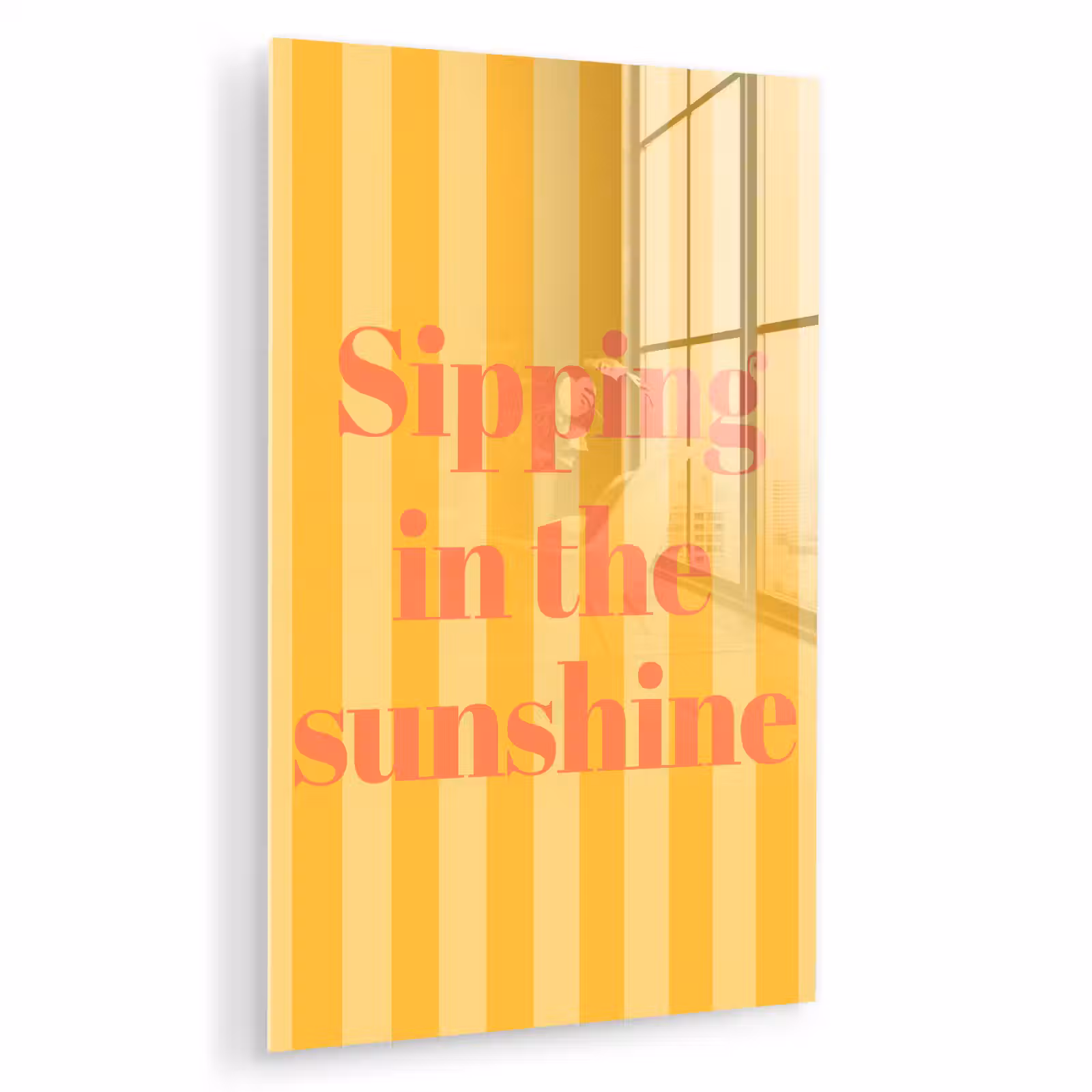 Glas schilderij - Gestreept - Geel - Sunshine - Letters — 1
