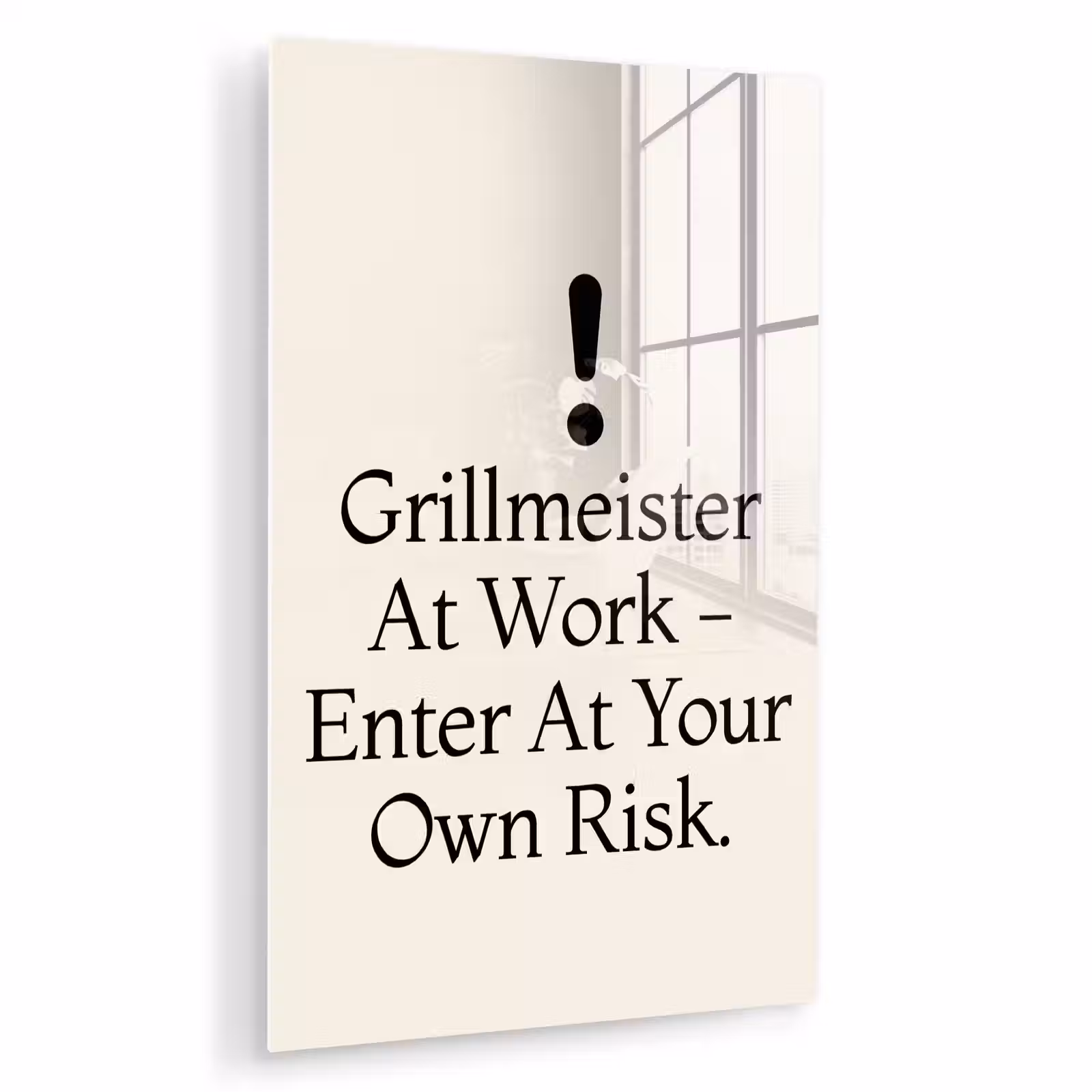 Glas schilderij - Grill - Uitroepteken - Zwart - Tekst — 1
