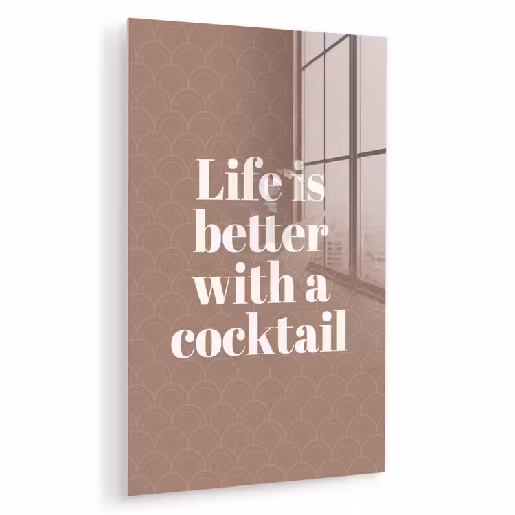 Glas schilderij - Cocktail - Tekst - Patroon - Wit — 1