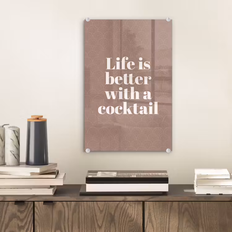 Glas schilderij - Cocktail - Tekst - Patroon - Wit — 2
