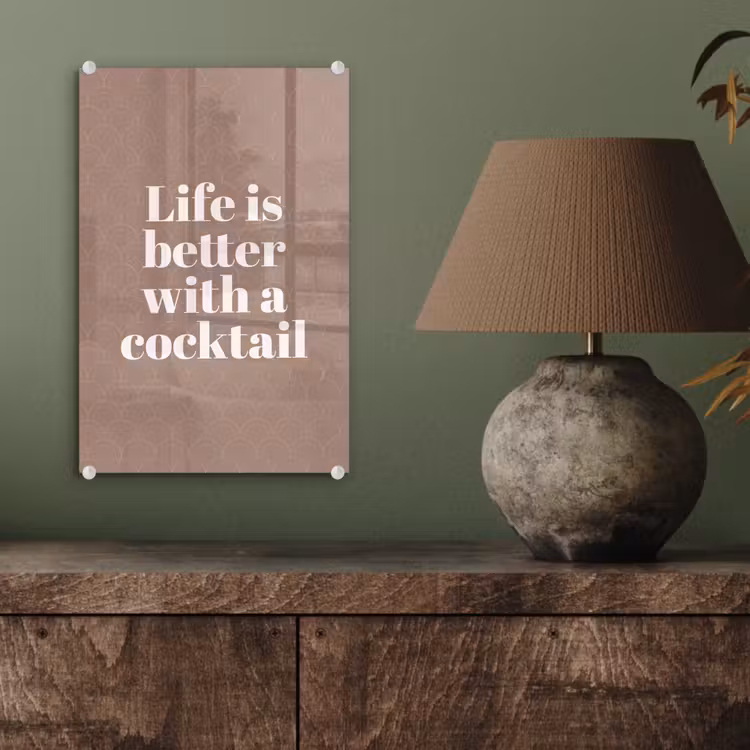 Glas schilderij - Cocktail - Tekst - Patroon - Wit — 4