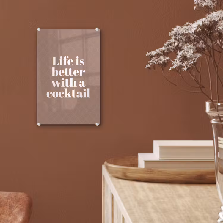 Glas schilderij - Cocktail - Tekst - Patroon - Wit — 6