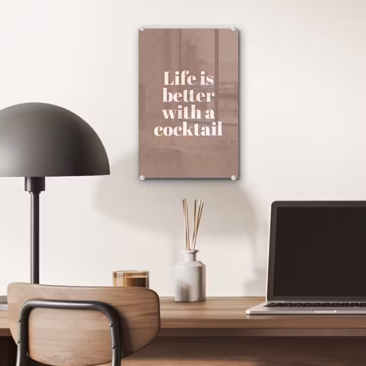 Glas schilderij - Cocktail - Tekst - Patroon - Wit — 7