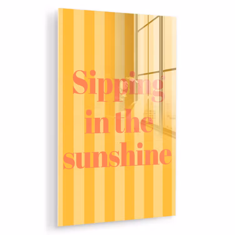 Glas schilderij - Gestreept - Geel - Sunshine - Letters — 1