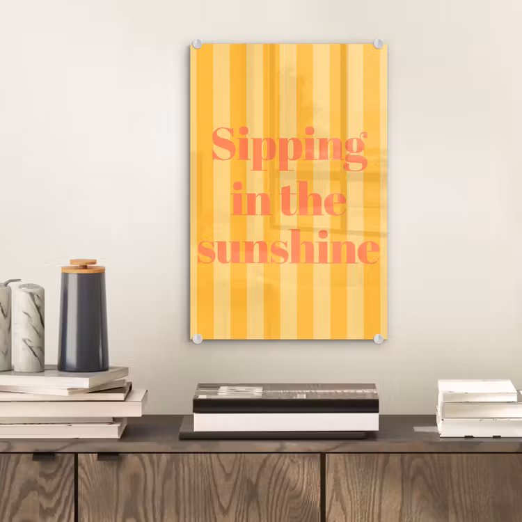 Glas schilderij - Gestreept - Geel - Sunshine - Letters — 2