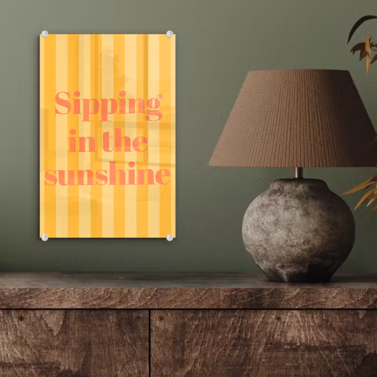 Glas schilderij - Gestreept - Geel - Sunshine - Letters — 4