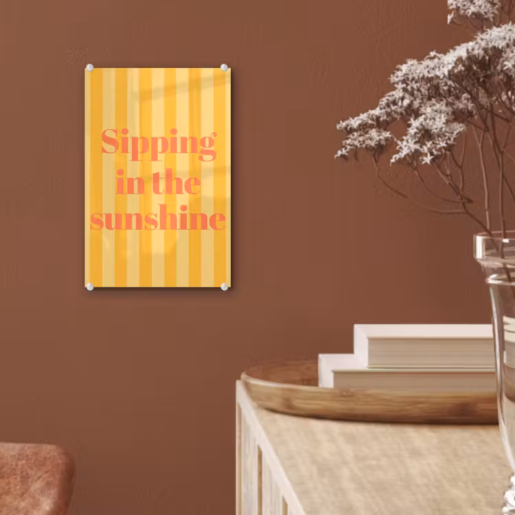 Glas schilderij - Gestreept - Geel - Sunshine - Letters — 6