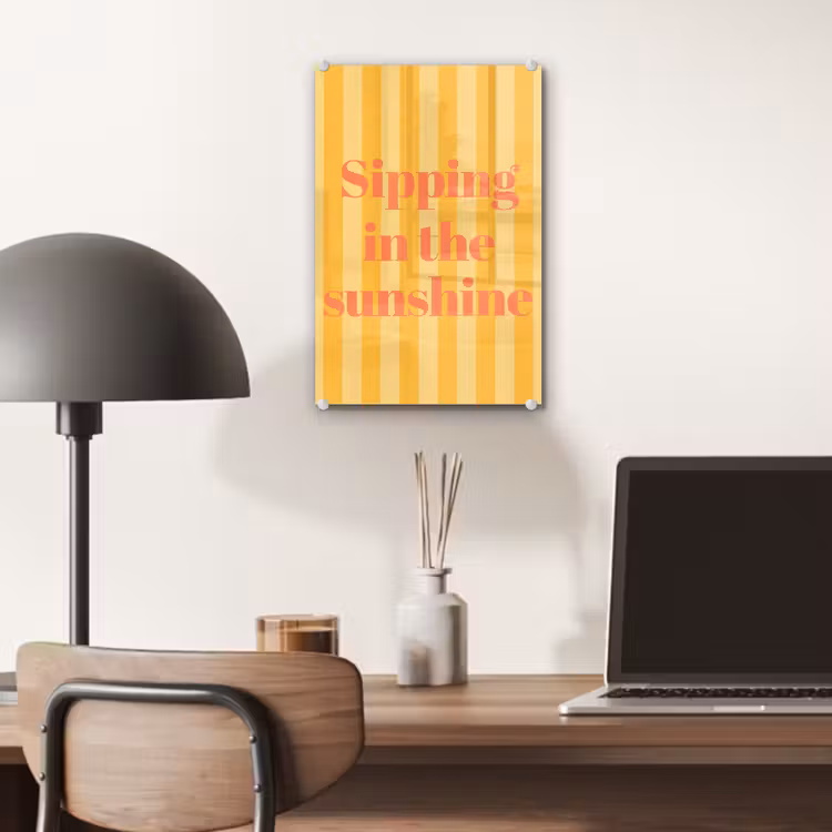Glas schilderij - Gestreept - Geel - Sunshine - Letters — 7