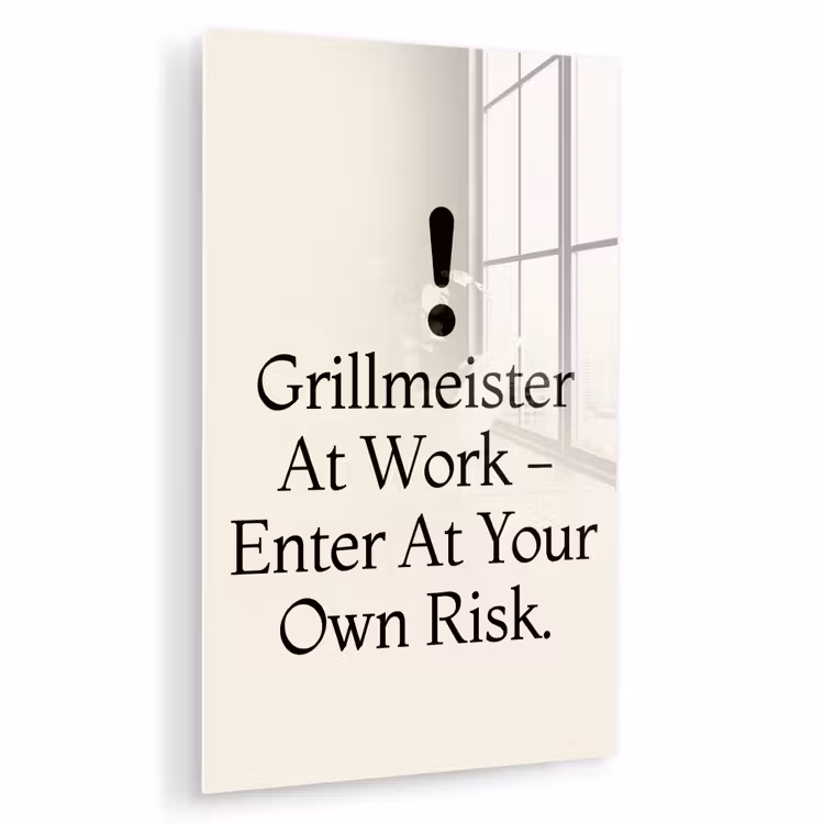 Glas schilderij - Grill - Uitroepteken - Zwart - Tekst — 1