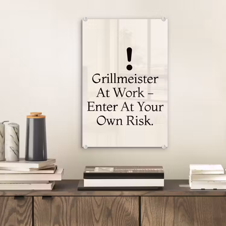 Glas schilderij - Grill - Uitroepteken - Zwart - Tekst — 2