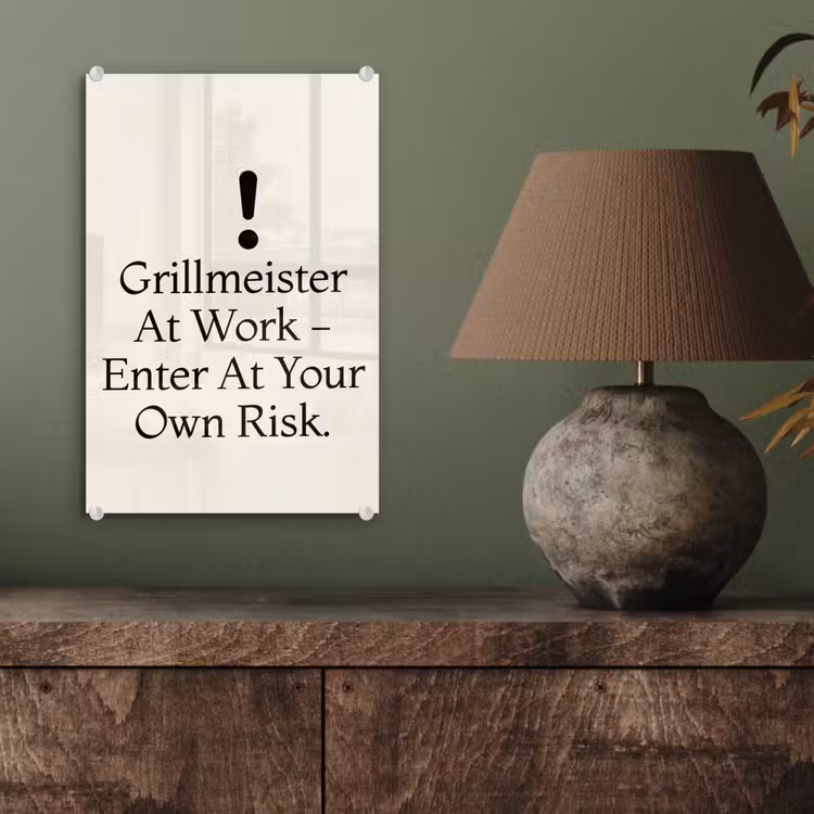 Glas schilderij - Grill - Uitroepteken - Zwart - Tekst — 4