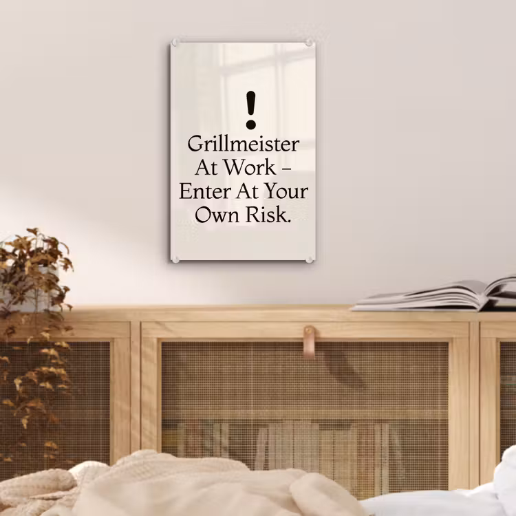 Glas schilderij - Grill - Uitroepteken - Zwart - Tekst — 5
