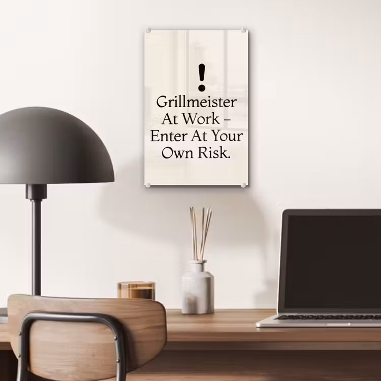 Glas schilderij - Grill - Uitroepteken - Zwart - Tekst — 7
