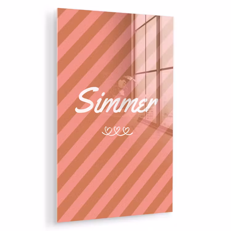 Glas schilderij - Simmer - Hartjes - Strepen - Roze — 1