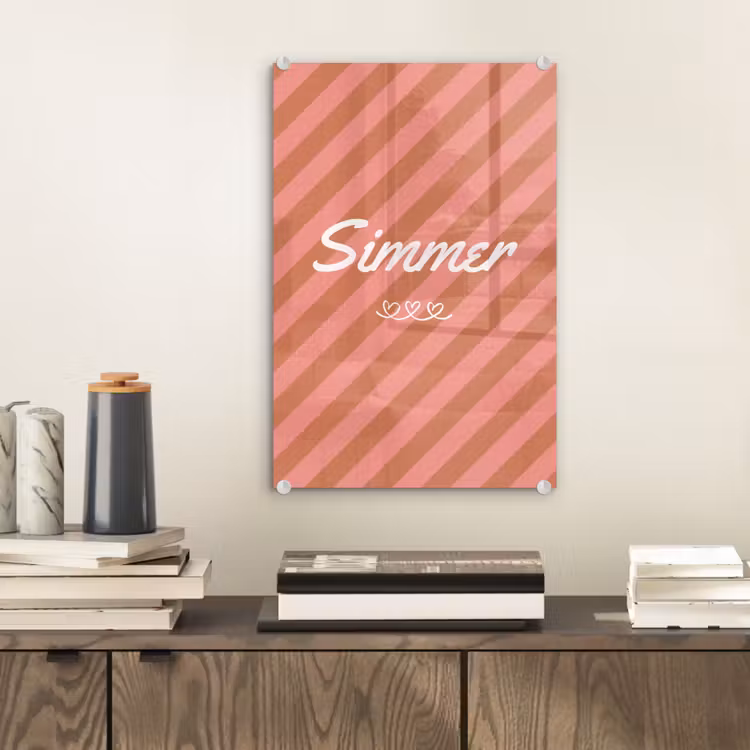 Glas schilderij - Simmer - Hartjes - Strepen - Roze — 2