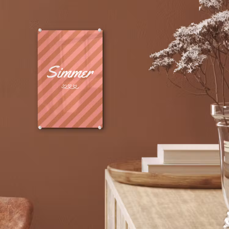 Glas schilderij - Simmer - Hartjes - Strepen - Roze — 6